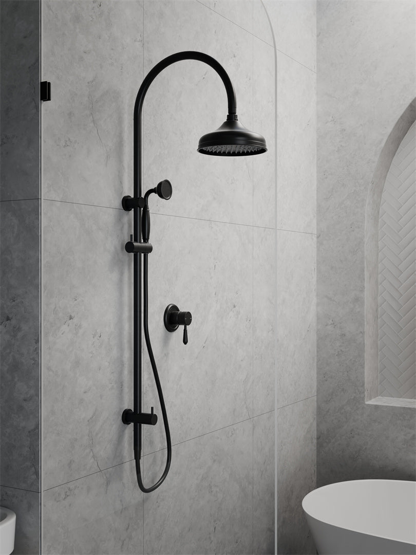 YORK SHOWER MIXER WITH METAL LEVER MATTE BLACK