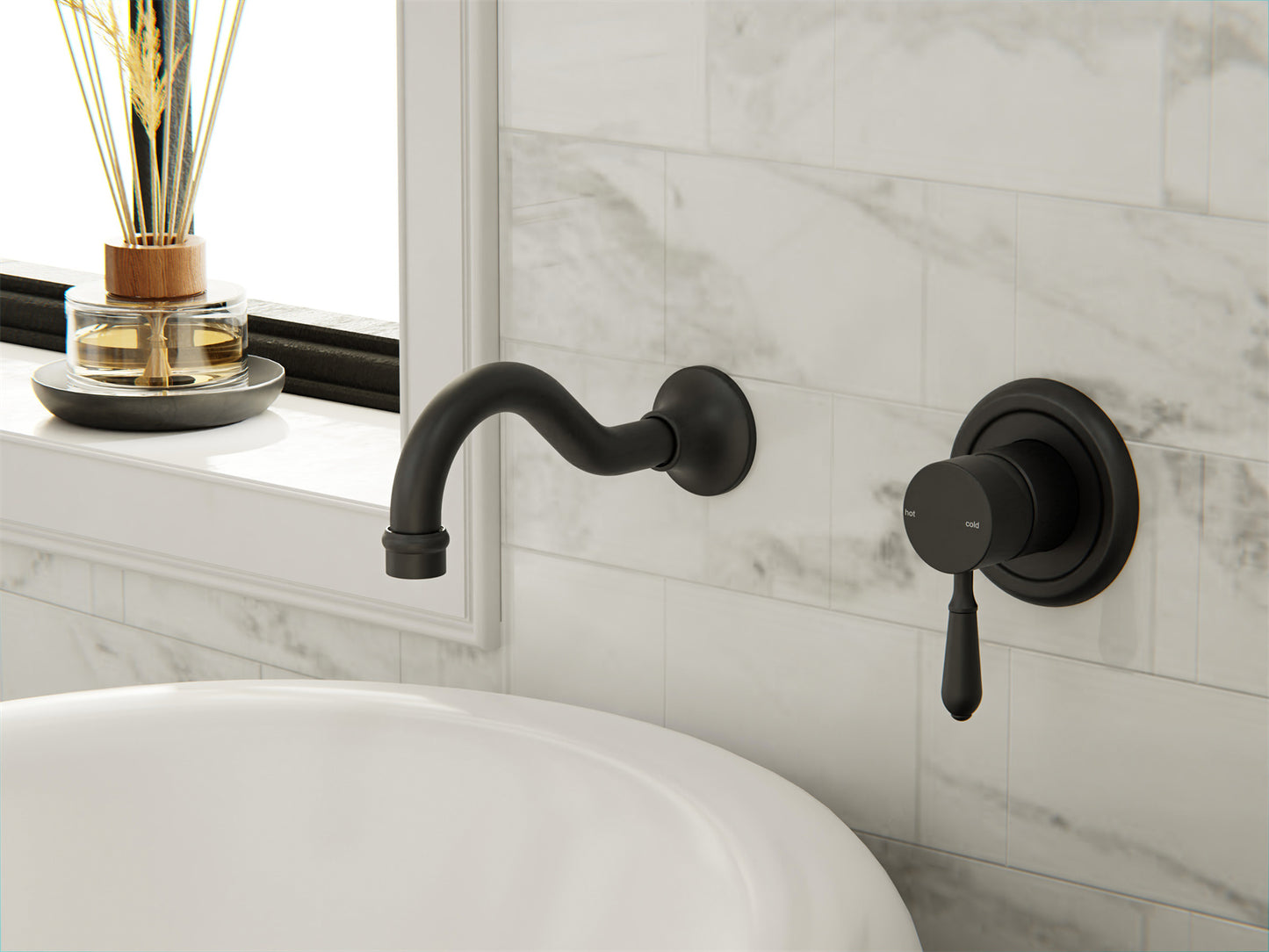 YORK SHOWER MIXER WITH METAL LEVER MATTE BLACK