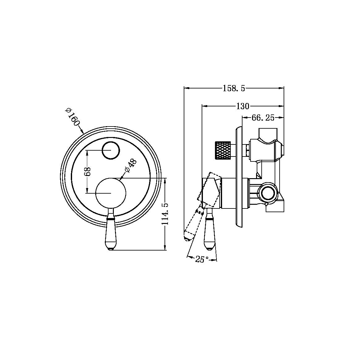 YORK SHOWER MIXER WITH DIVERTOR WITH AGED BRASS