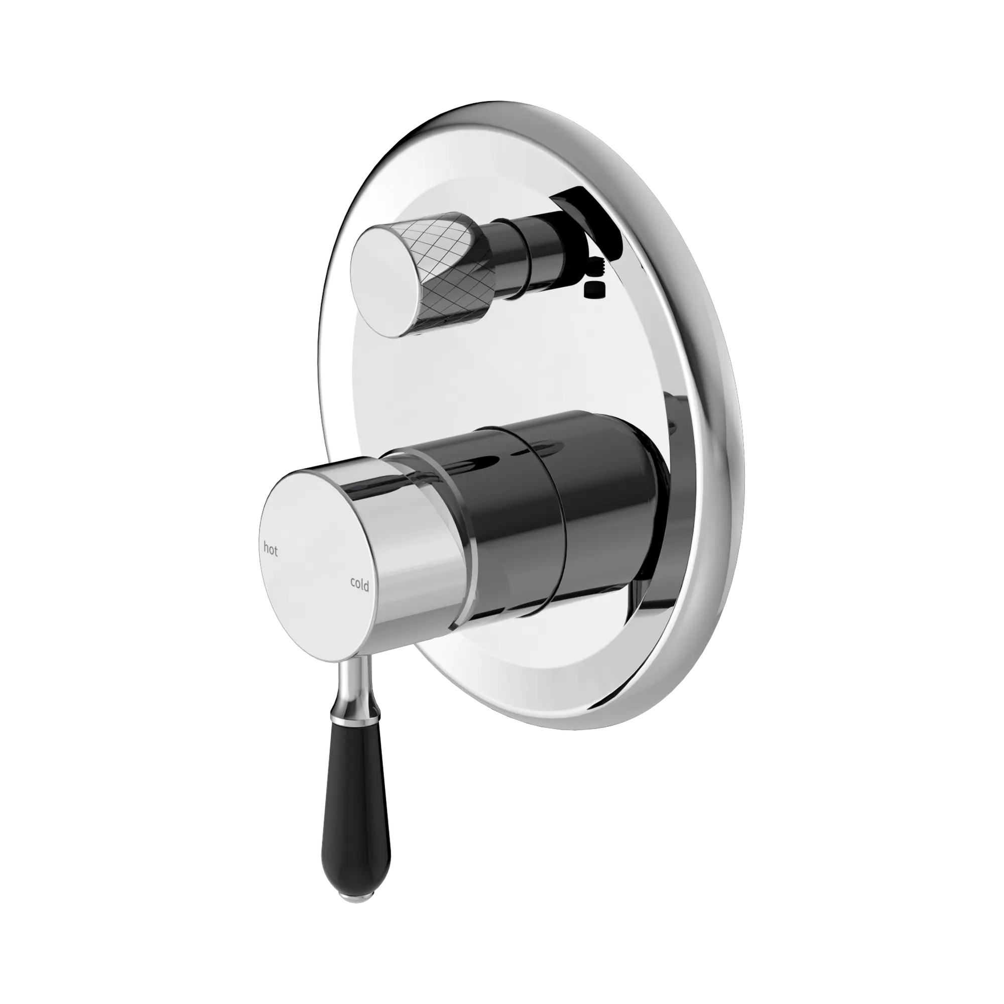 York Shower Mixer With Diverter With Black Porcelain Lever