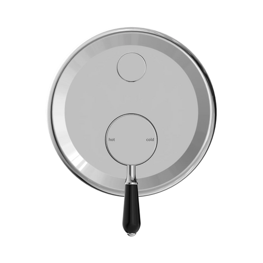 York Shower Mixer With Diverter With Black Porcelain Lever
