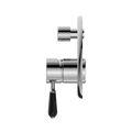 York Shower Mixer With Diverter With Black Porcelain Lever