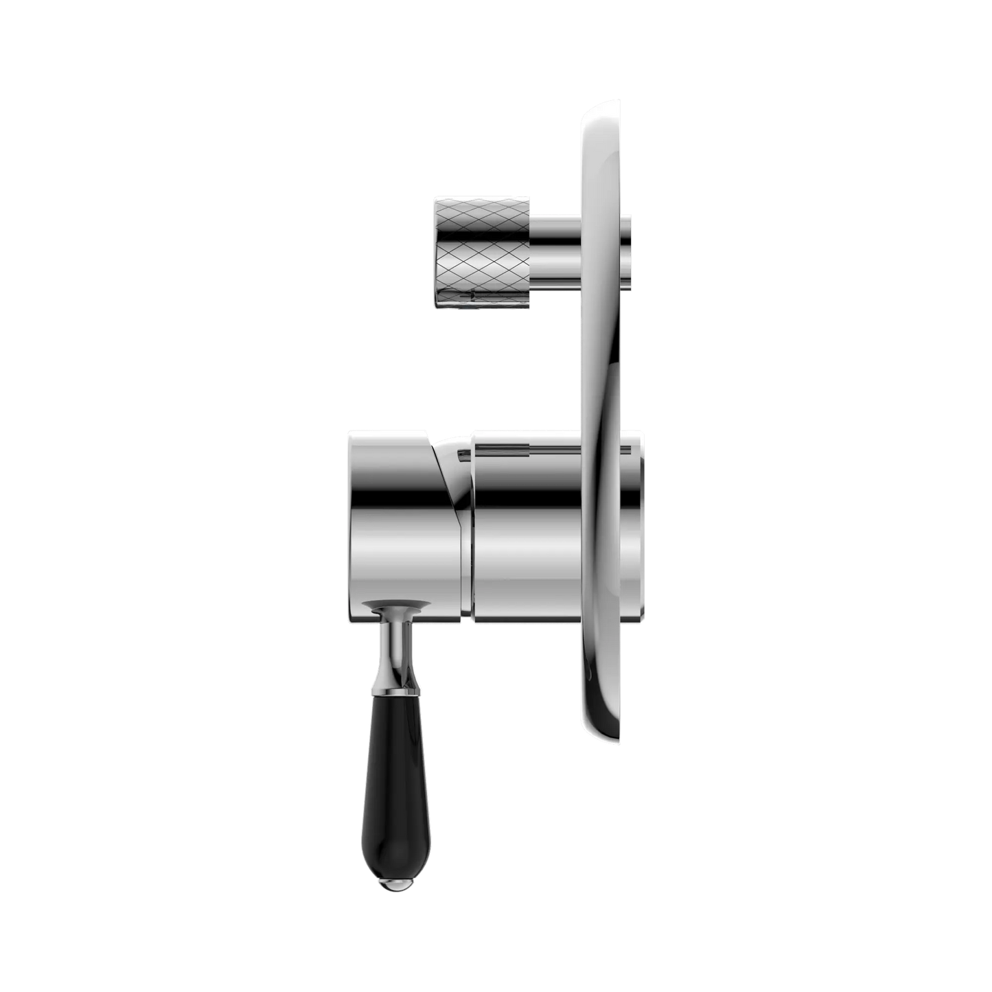 York Shower Mixer With Diverter With Black Porcelain Lever