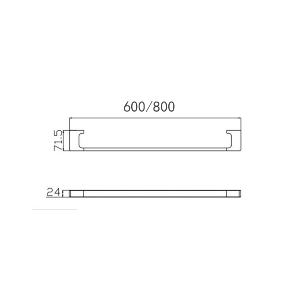 PEARL SINGLE TOWEL RAIL 600/800MM GUN METAL GREY