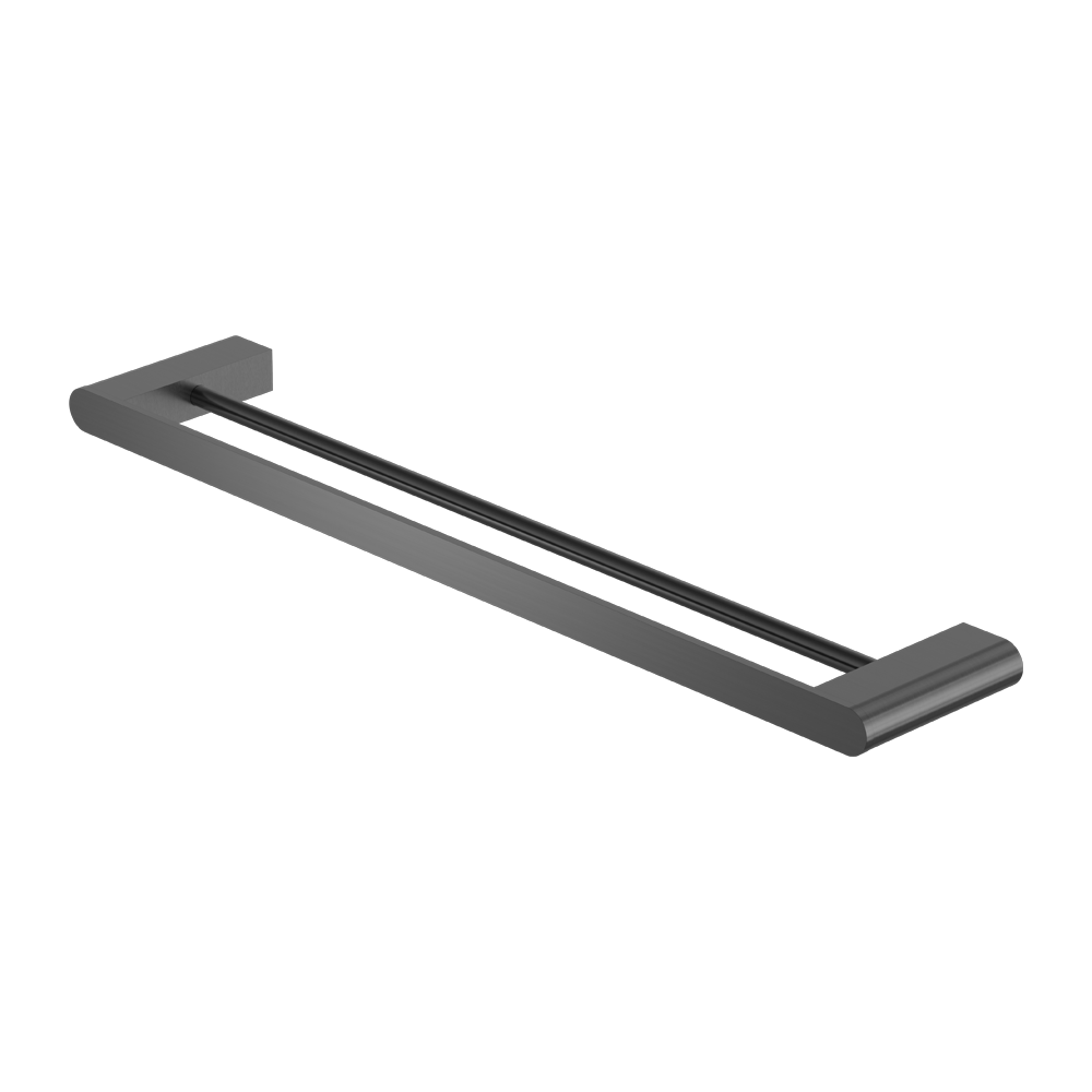 BIANCA DOUBLE TOWEL RAIL 600/800MM GUN METAL GREY