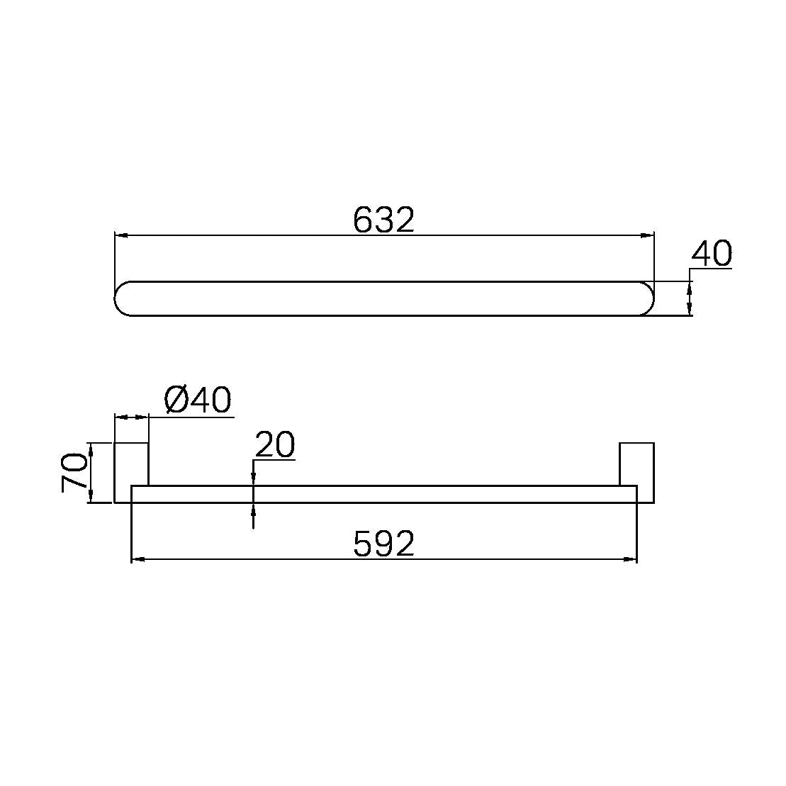 BIANCA 240V SINGLE HEATED TOWEL RAIL MATTE BLACK