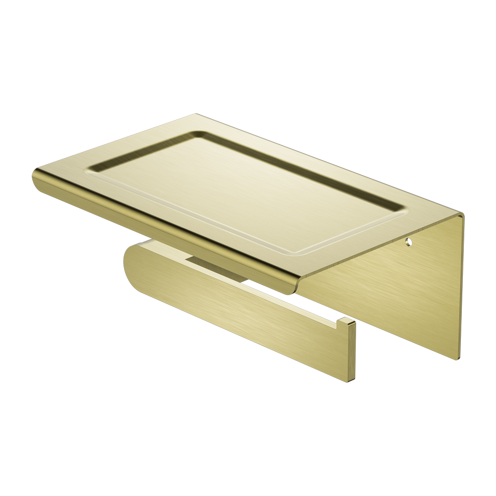 BIANCA TOILET ROLL HOLDER WITH PHONE HOLDER BRUSHED GOLD