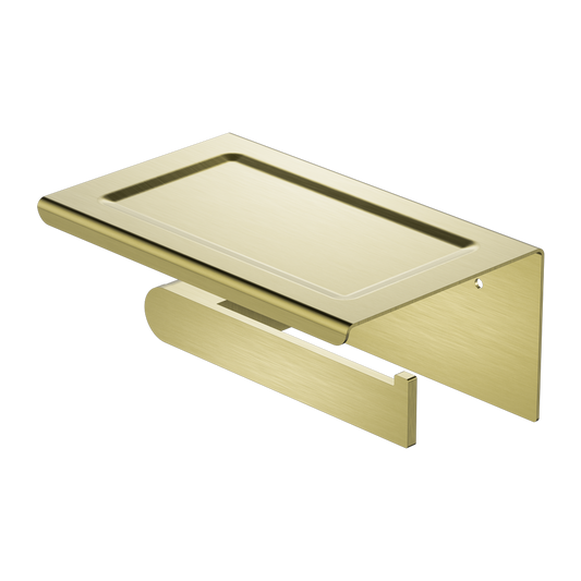 BIANCA TOILET ROLL HOLDER WITH PHONE HOLDER BRUSHED GOLD