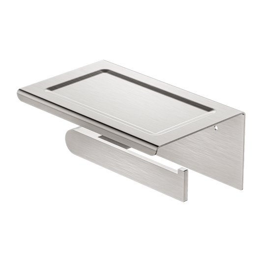 BIANCA TOILET ROLL HOLDER WITH PHONE HOLDER BRUSHED NICKEL