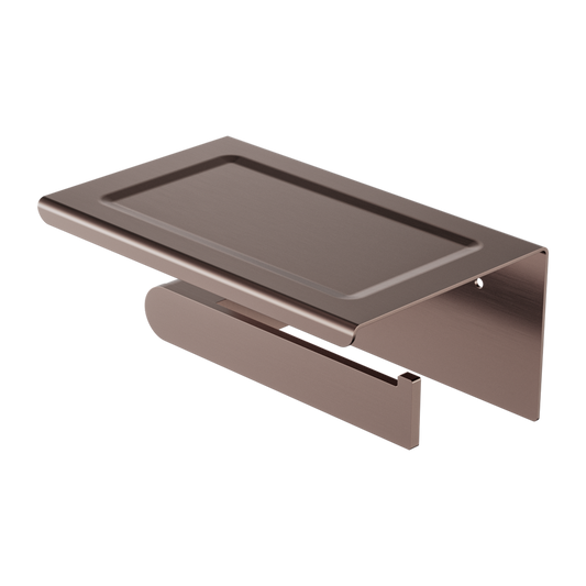 BIANCA TOILET ROLL HOLDER WITH PHONE HOLDER BRUSHED BRONZE
