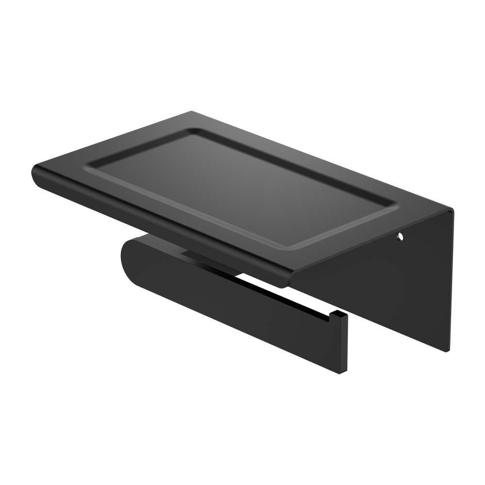 BIANCA TOILET ROLL HOLDER WITH PHONE HOLDER MATTE BLACK