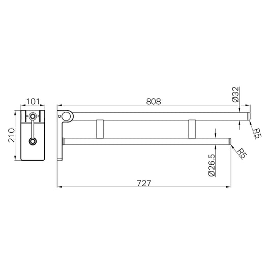 Mecca Care Foldable Toilet Support Arm - Brushed Nickel