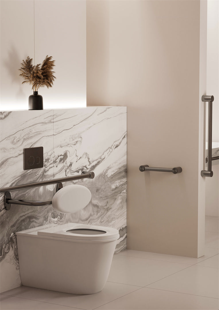 MECCA CARE DDA ACCESSIBLE TOILET BACKREST GUN METAL