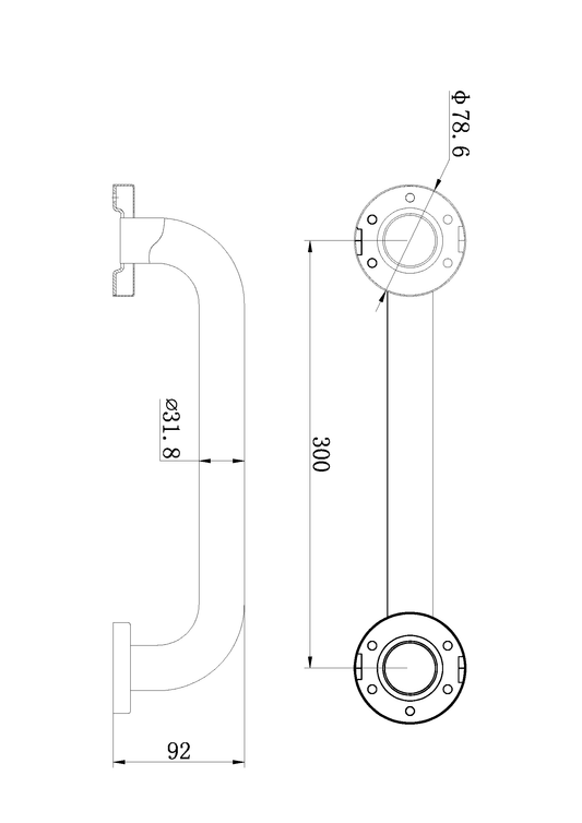 CLASSIC CARE SS304 300MM GRAB BAR (CONCEALED FIXING) MATTE BLACK