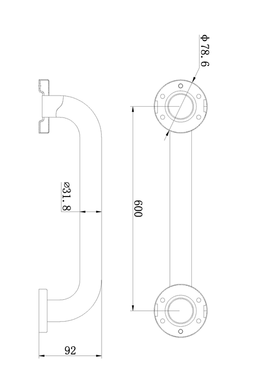 CLASSIC CARE SS304 600MM GRAB BAR (CONCEALED FIXING) CHROME