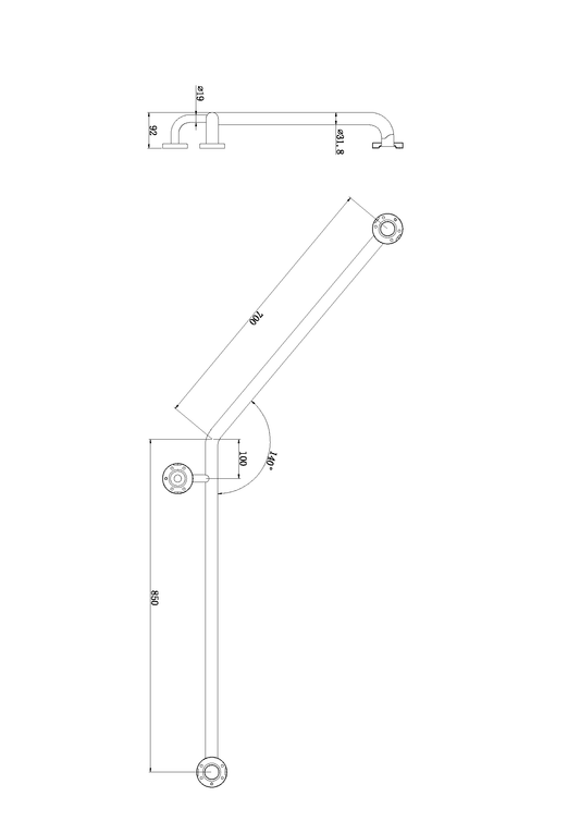 CLASSIC CARE SS304 800 X 700 140 DEGREES RIGHT HAND CHROME