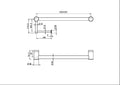 MECCA CARE 25MM TOILET ROLL RAIL 300/450MM BRUSHED GOLD