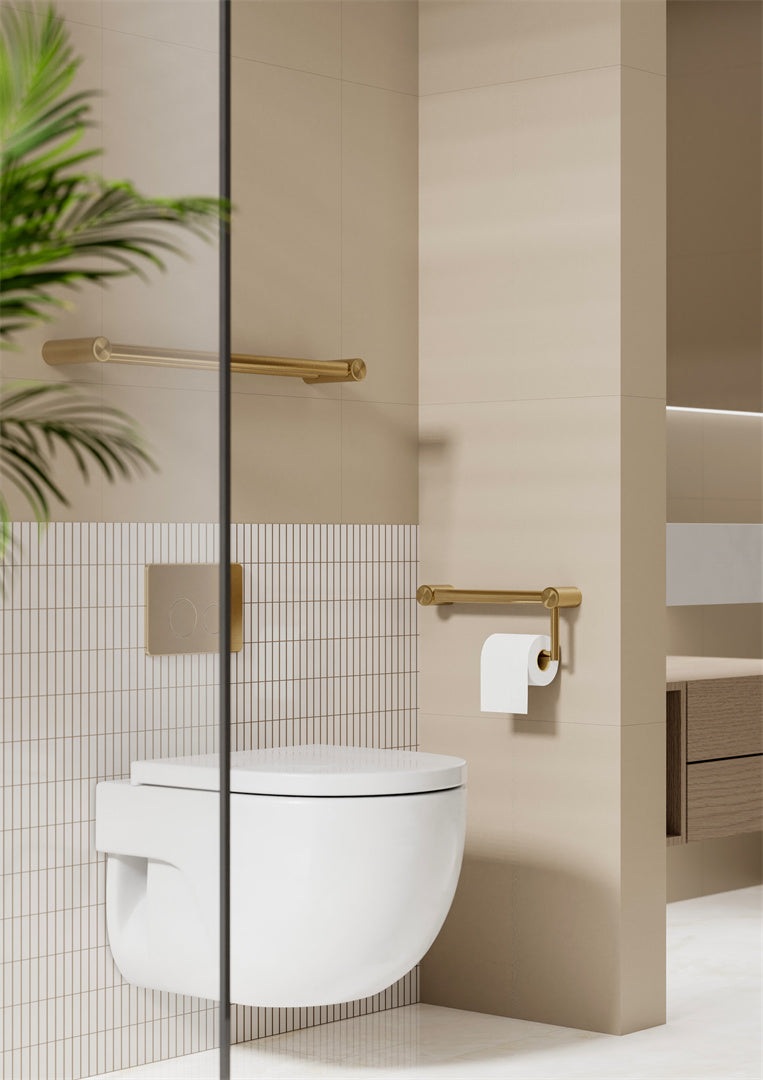 MECCA CARE 25MM TOILET ROLL RAIL 300/450MM BRUSHED GOLD