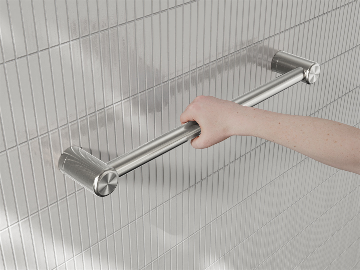 MECCA CARE 25MM GRAB RAIL 300/450/600/900/1200MM BRUSHED NICKEL