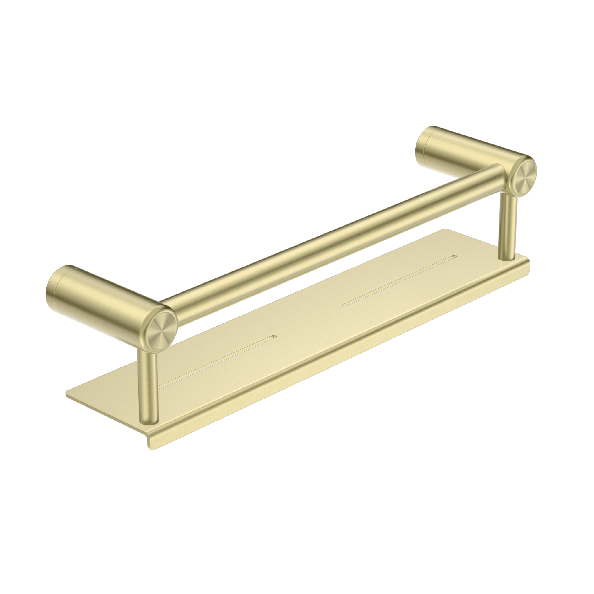 MECCA CARE 25MM GRAB RAIL WITH SHELF 300/450MM BRUSHED GOLD