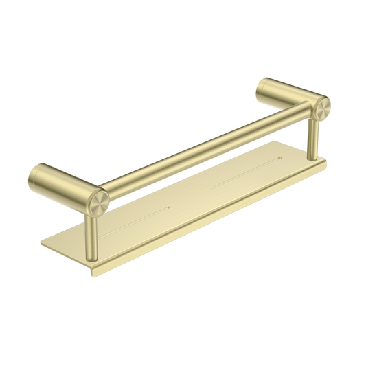 MECCA CARE 25MM GRAB RAIL WITH SHELF 300/450MM BRUSHED GOLD