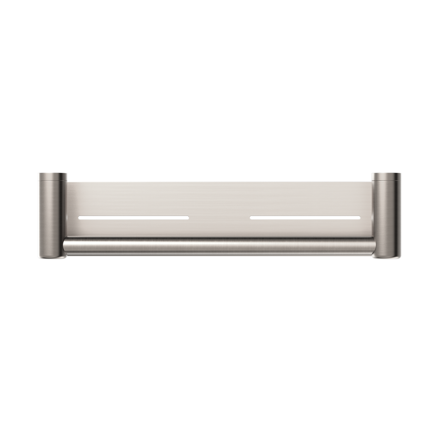MECCA CARE 25MM GRAB RAIL WITH SHELF 300/450MM BRUSHED NICKEL