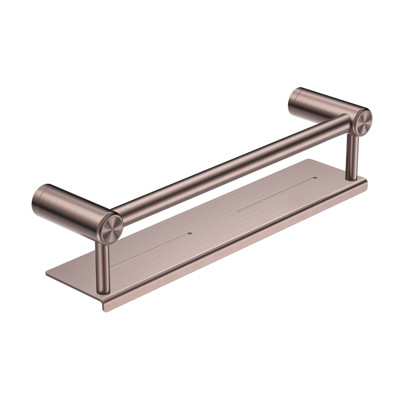 MECCA CARE 25MM GRAB RAIL WITH SHELF 300/450MM BRUSHED BRONZE
