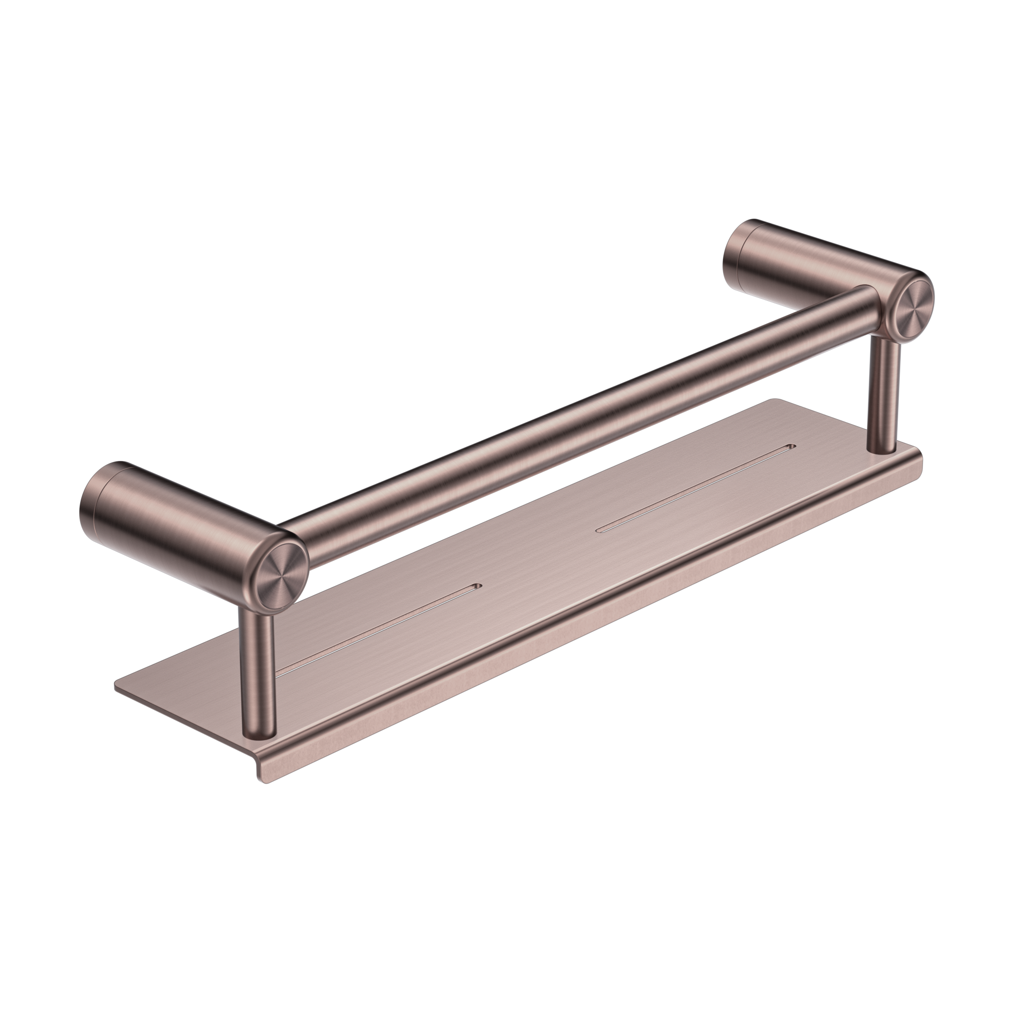 MECCA CARE 25MM GRAB RAIL WITH SHELF 300/450MM BRUSHED BRONZE