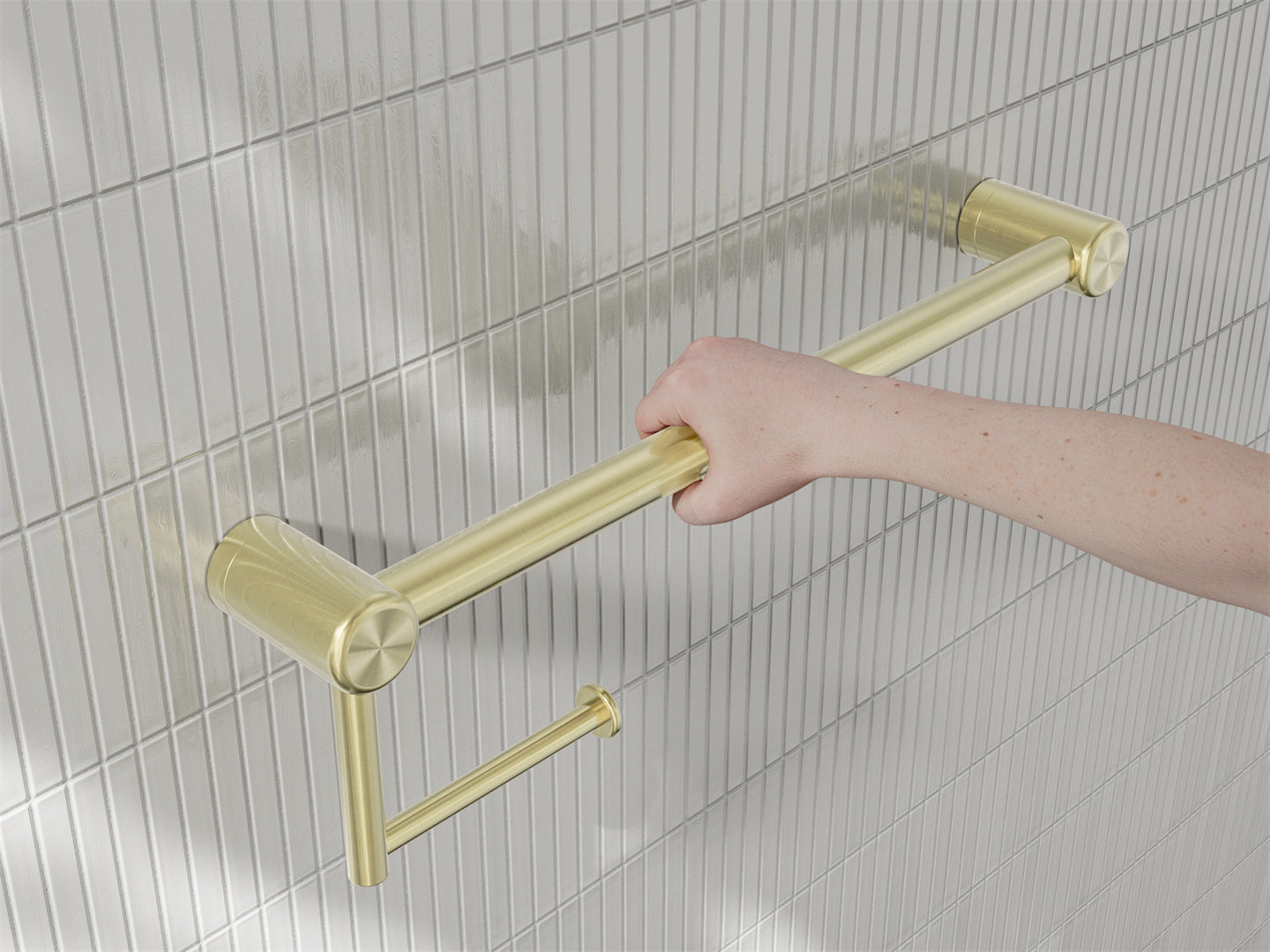 MECCA CARE 25MM TOILET ROLL RAIL 300/450MM BRUSHED GOLD
