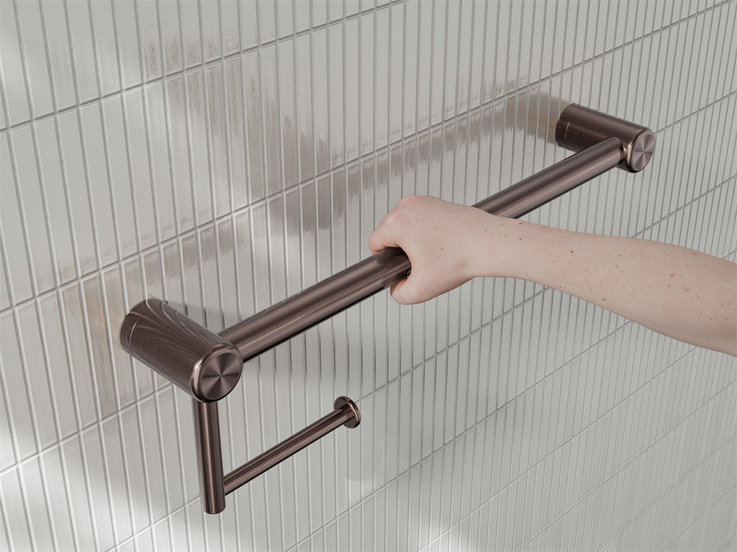 MECCA CARE 25MM TOILET ROLL RAIL 300/450MM BRUSHED BRONZE