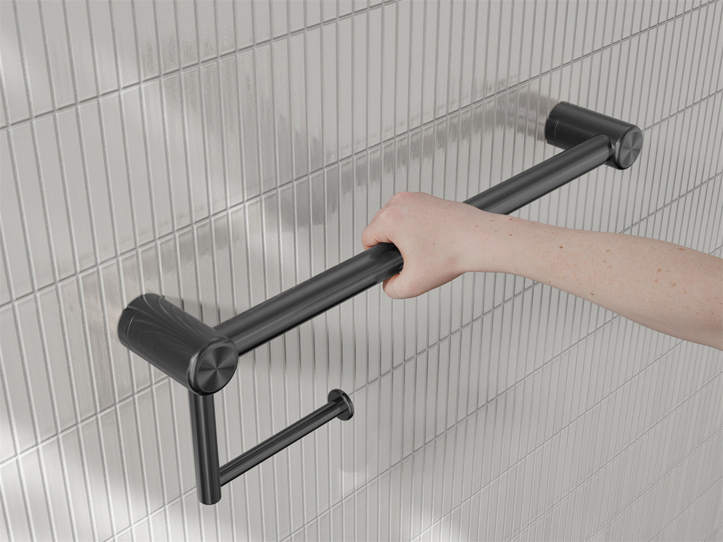 MECCA CARE 25MM TOILET ROLL RAIL 300/450MM GUN METAL