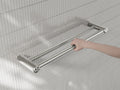 MECCA CARE 25MM DOUBLE TOWEL GRAB RAIL 600/900MM BRUSHED NICKEL