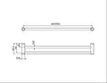 MECCA CARE 25MM DOUBLE TOWEL GRAB RAIL 600/900MM MATTE BLACK