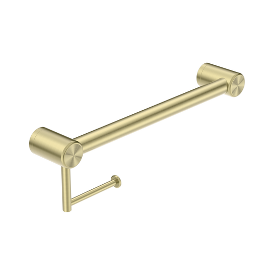 MECCA CARE 32MM GRAB RAIL WITH TOILET ROLL HOLDER 450MM BRUSHED GOLD