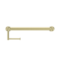 MECCA CARE 32MM GRAB RAIL WITH TOILET ROLL HOLDER 450MM BRUSHED GOLD