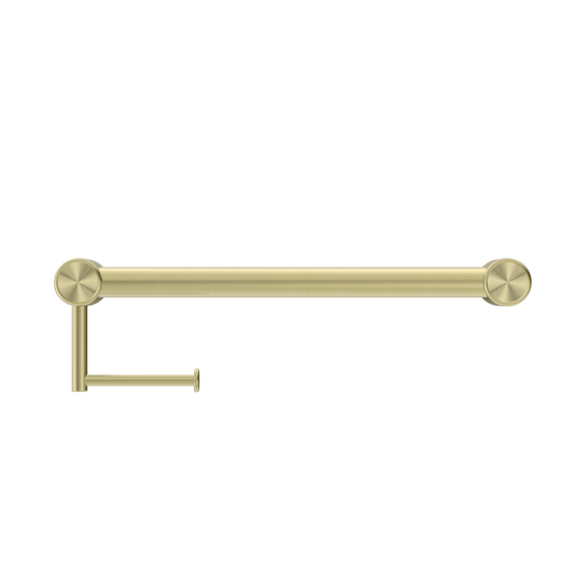 MECCA CARE 32MM GRAB RAIL WITH TOILET ROLL HOLDER 450MM BRUSHED GOLD