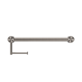 MECCA CARE 32MM GRAB RAIL WITH TOILET ROLL HOLDER 450MM BRUSHED NICKEL