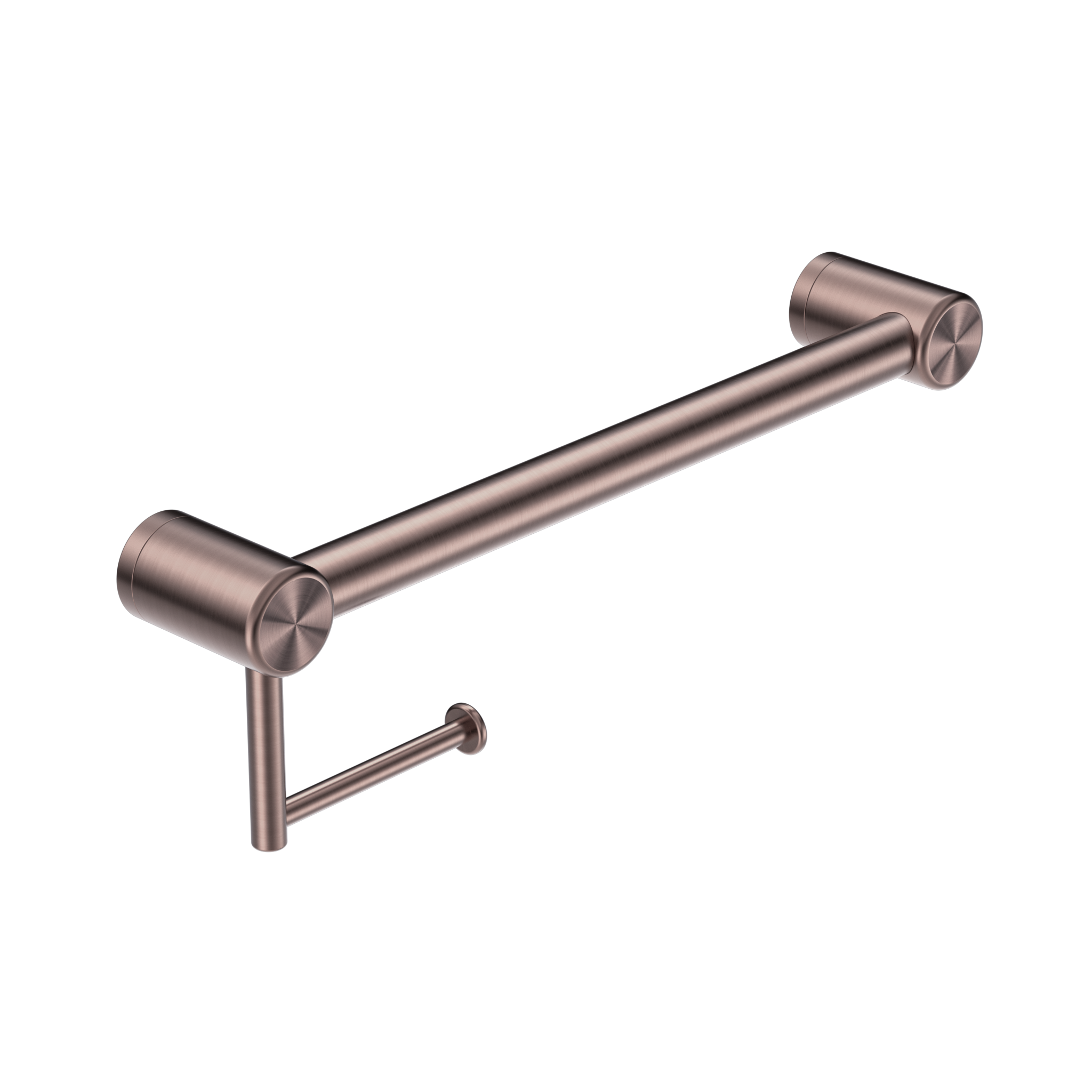 MECCA CARE 32MM GRAB RAIL WITH TOILET ROLL HOLDER 450MM BRUSHED BRONZE