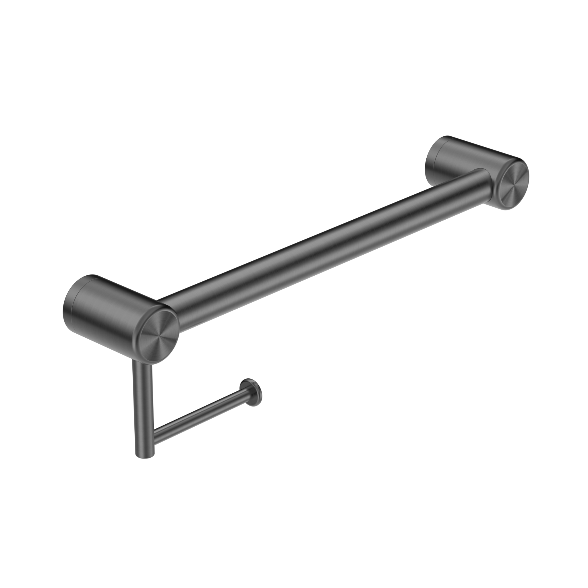 MECCA CARE 32MM GRAB RAIL WITH TOILET ROLL HOLDER 450MM GUN METAL