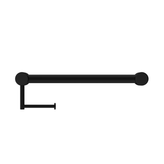 MECCA CARE 32MM GRAB RAIL WITH TOILET ROLL HOLDER 450MM MATTE BLACK
