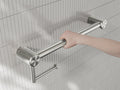 MECCA CARE 32MM GRAB RAIL WITH TOILET ROLL HOLDER 450MM BRUSHED NICKEL