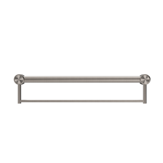MECCA CARE 32MM GRAB RAIL WITH TOWEL HOLDER 300/600/900MM BRUSHED NICKEL