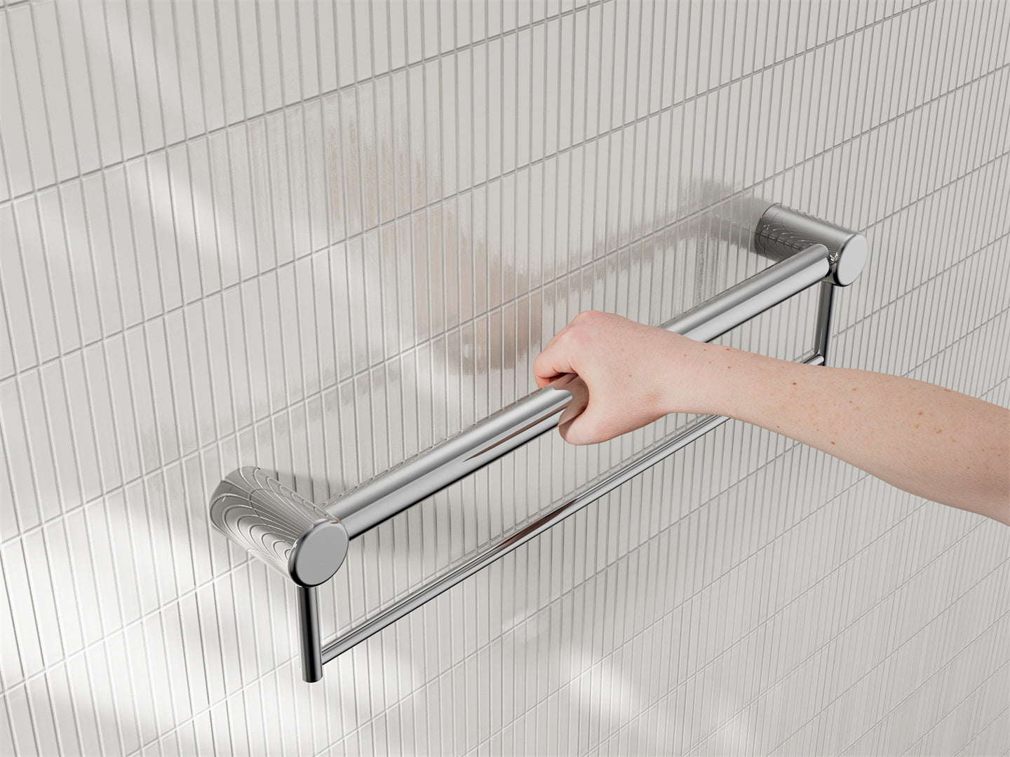 MECCA CARE 32MM GRAB RAIL WITH TOWEL HOLDER 300/600/900MM CHROME