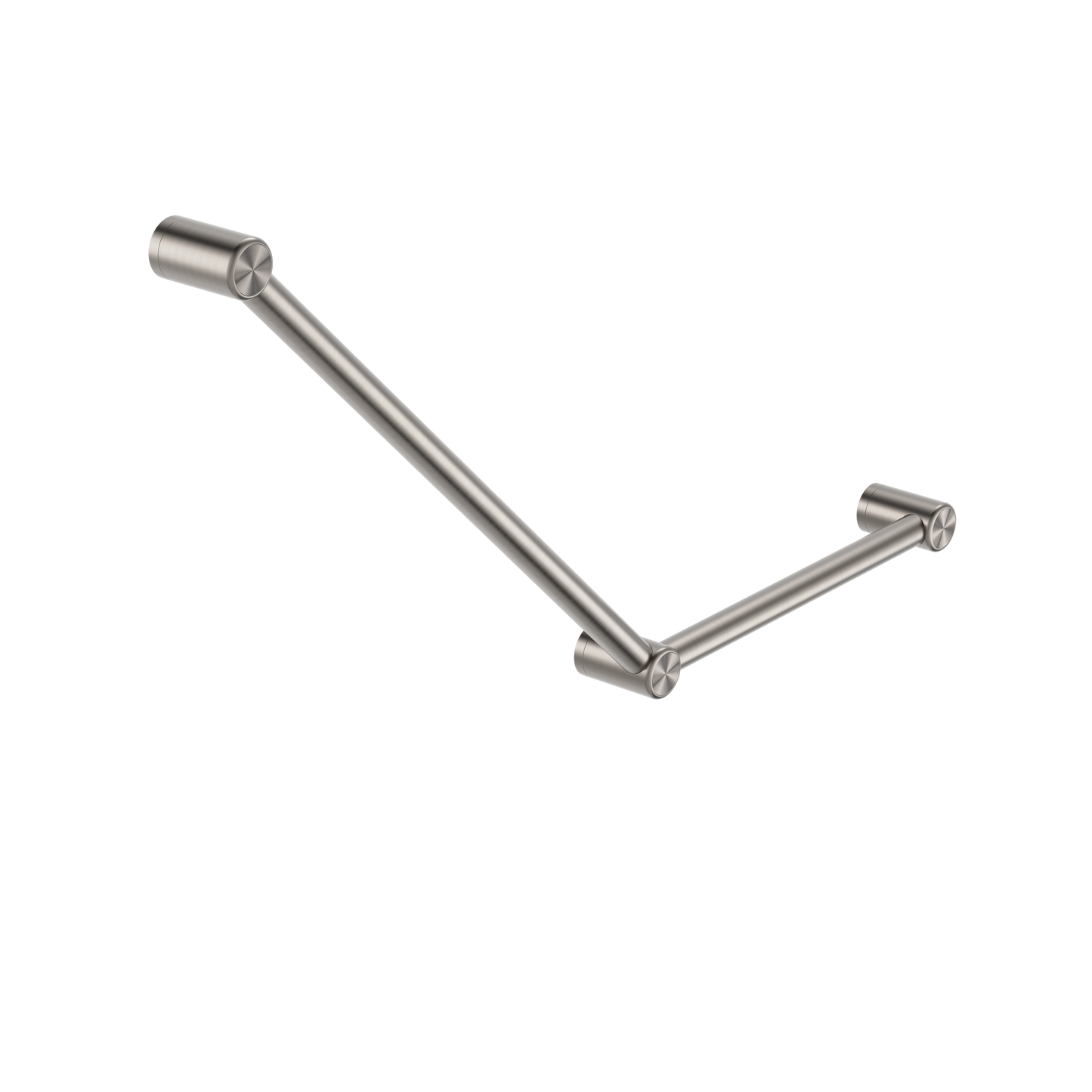 MECCA CARE 32MM AMBULANT TOILET GRAB RAIL 45 DEGREE 750X450MM BRUSHED NICKEL