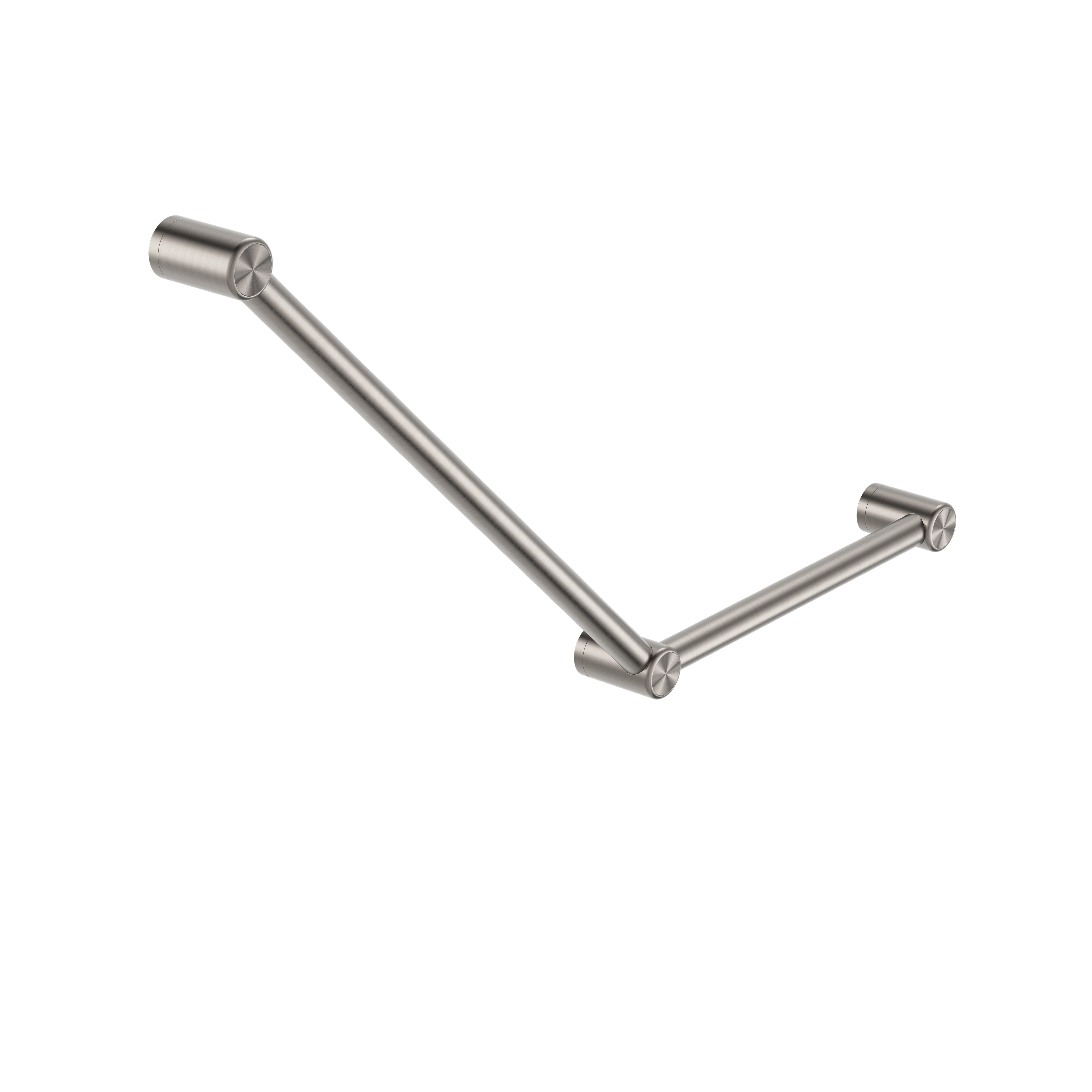 MECCA CARE 32MM AMBULANT TOILET GRAB RAIL 45 DEGREE 750X450MM BRUSHED NICKEL