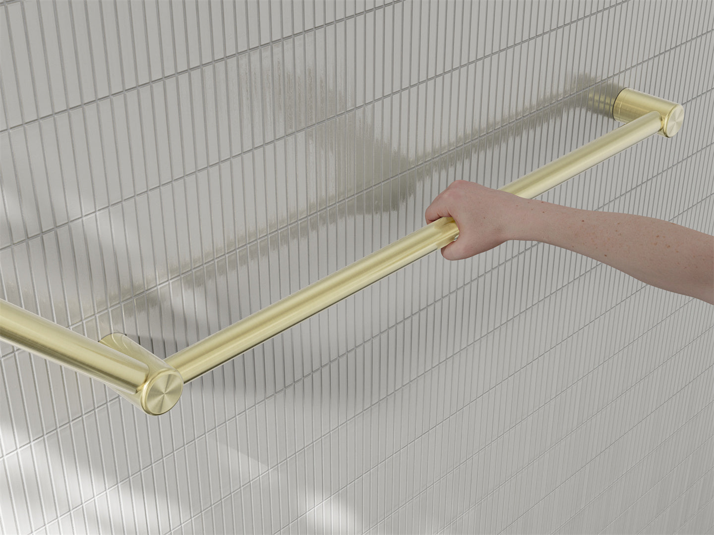 MECCA CARE 32MM DDA ACCESSIBLE TOILET GRAB RAIL SET 45 DEGREE 750X900MM BRUSHED GOLD