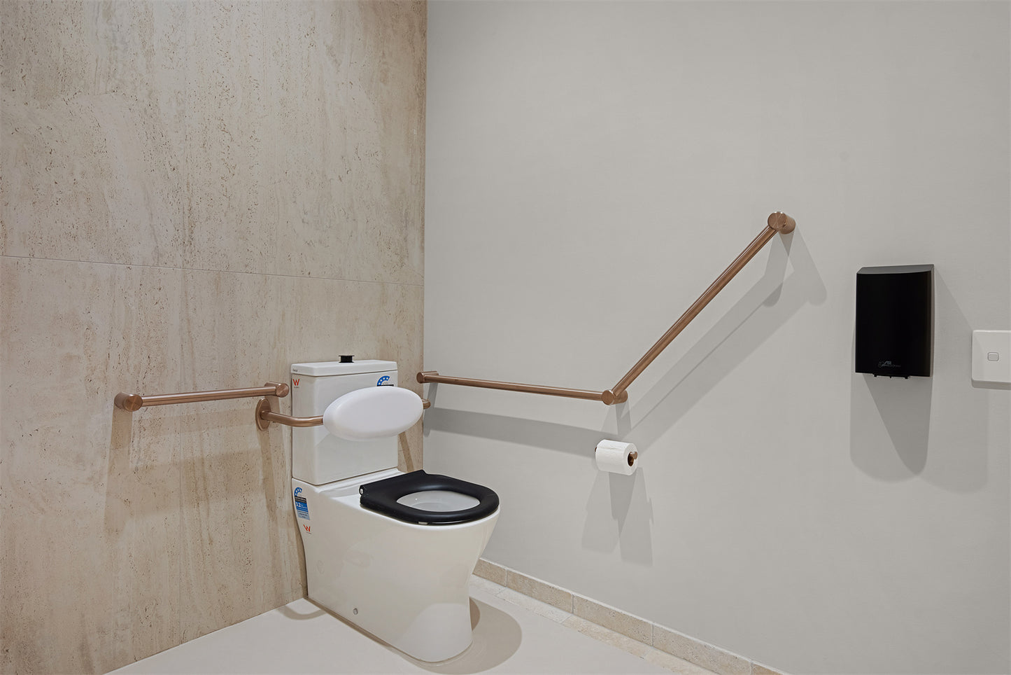MECCA CARE 32MM DDA ACCESSIBLE TOILET GRAB RAIL SET 45 DEGREE 750X900MM BRUSHED BRONZE