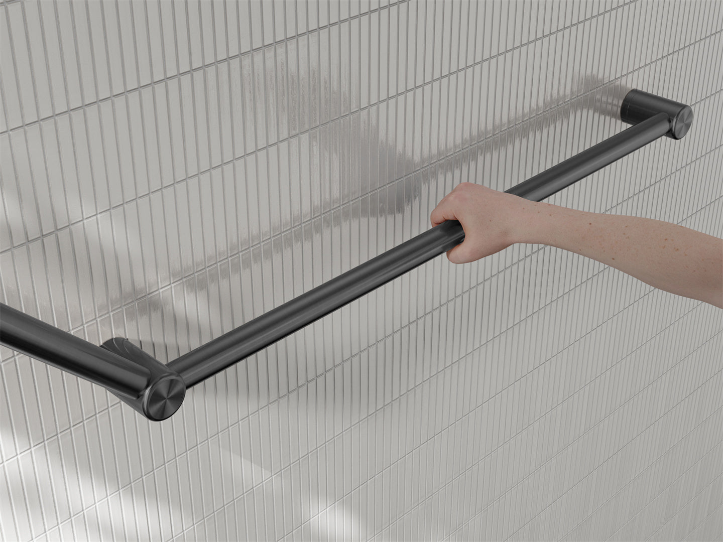 MECCA CARE 32MM DDA ACCESSIBLE TOILET GRAB RAIL SET 45 DEGREE 750X900MM GUN METAL