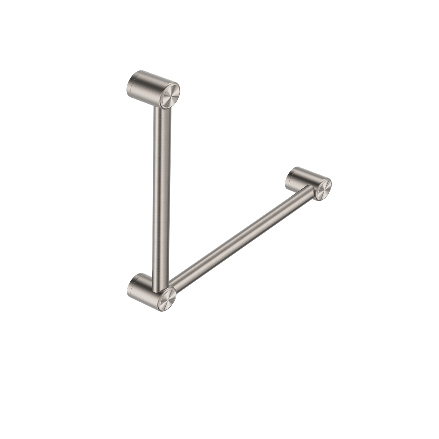 MECCA CARE 32MM AMBULANT TOILET GRAB RAIL 90 DEGREE 450X450MM BRUSHED NICKEL