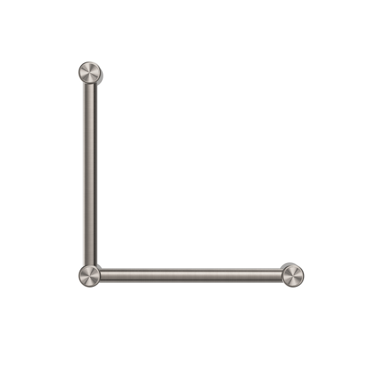 MECCA CARE 32MM AMBULANT TOILET GRAB RAIL 90 DEGREE 450X450MM BRUSHED NICKEL